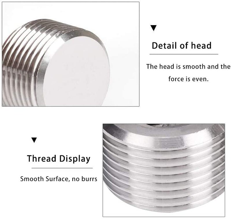 Yoebor Metalwork 5 Sizes 304 Stainless Steel Pipe Fitting, Hex Countersunk Plug Assortment Kits, 16 Pcs, 1/8"+1/4"+3/8"+1/2"+3/4" - Image 2